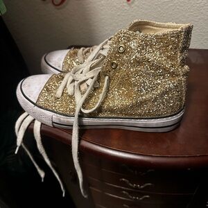 Shoes Gold Glitter High Top Sneakers